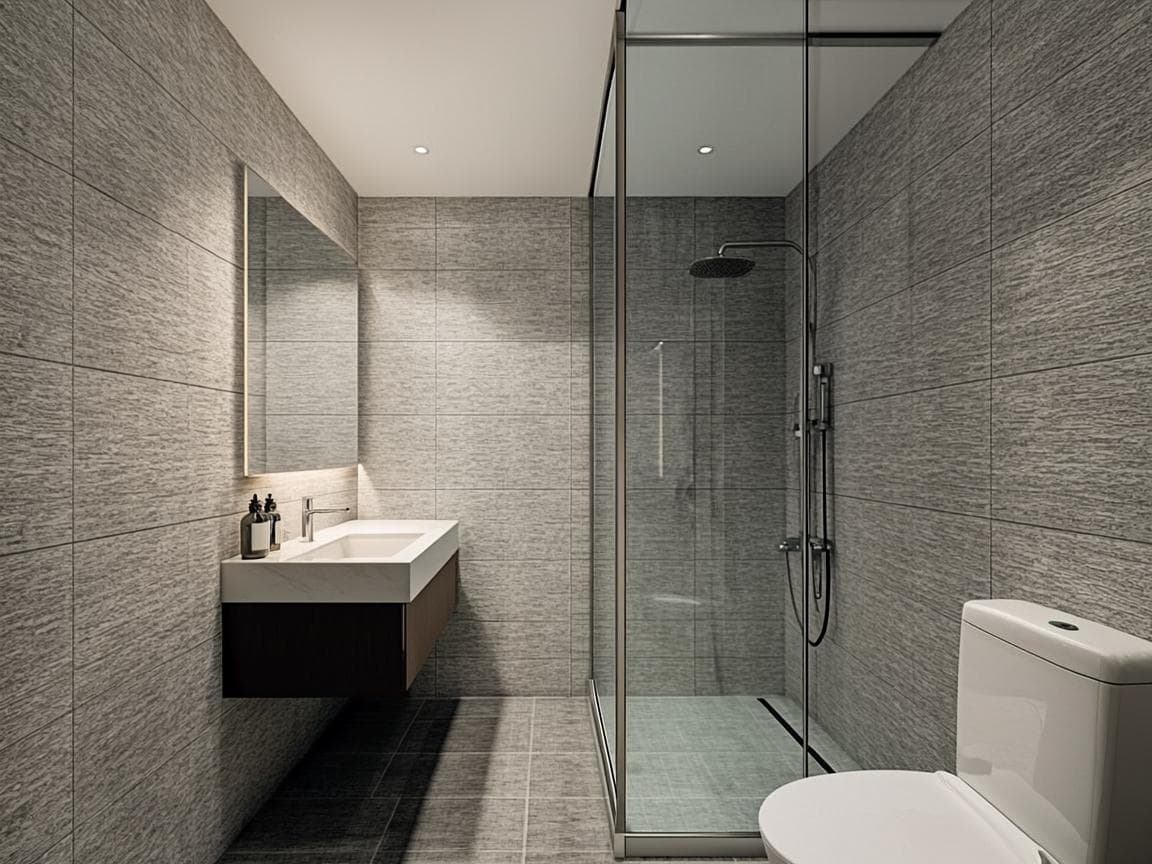 Renovated modern bathroom with walk-in shower