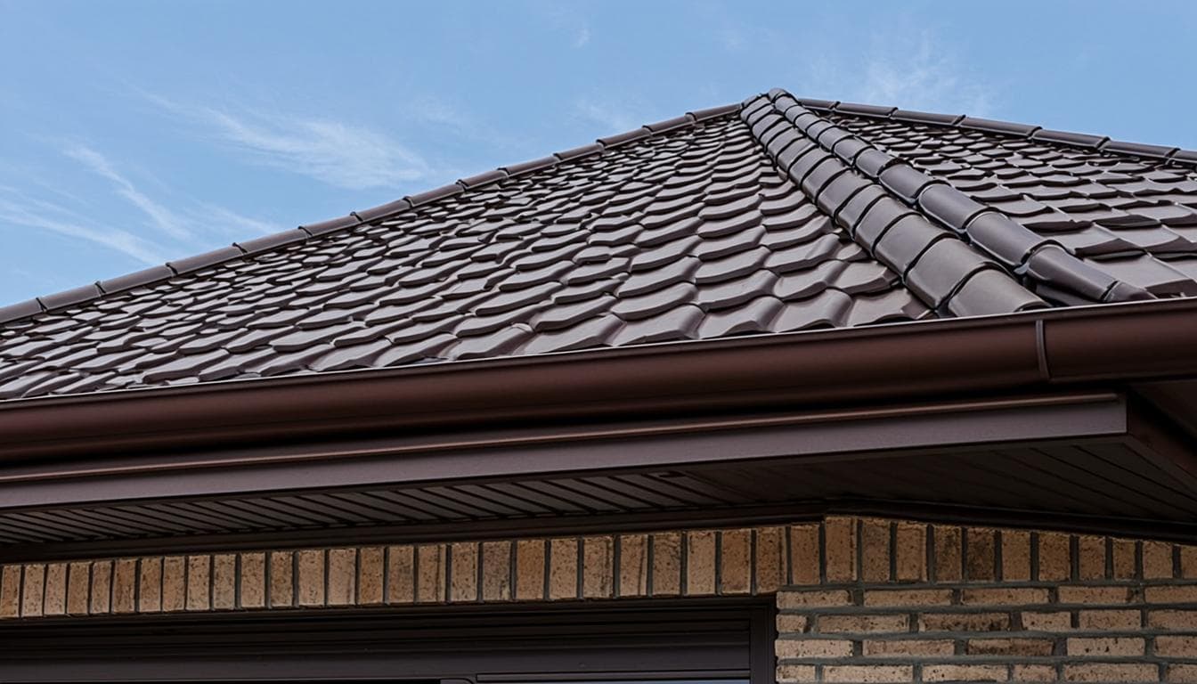 The same roof fully repaired with new aligned tiles and a clean gutter